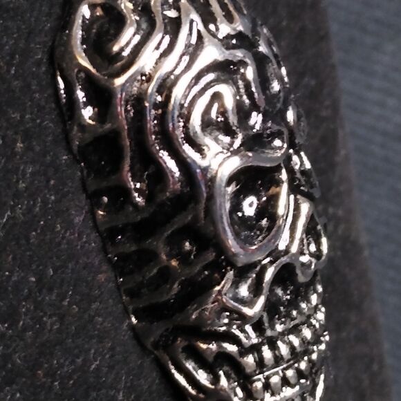 Stainless Steel Black Oxidized Skull Necklace - Picture 4 of 6
